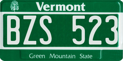 VT license plate BZS523