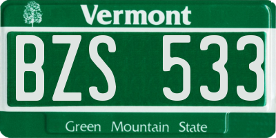 VT license plate BZS533