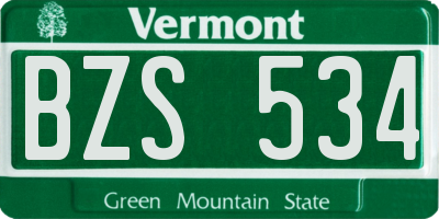 VT license plate BZS534