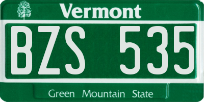 VT license plate BZS535