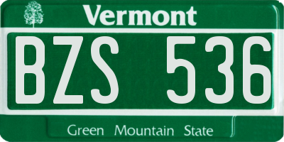 VT license plate BZS536