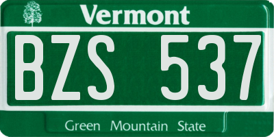 VT license plate BZS537
