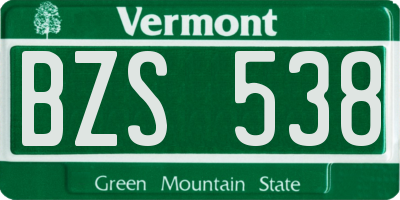 VT license plate BZS538