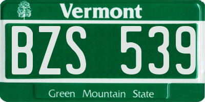 VT license plate BZS539