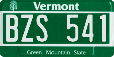VT license plate BZS541