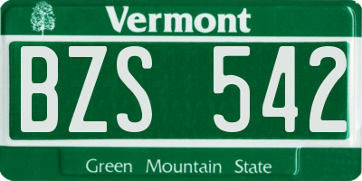 VT license plate BZS542