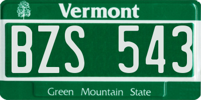 VT license plate BZS543