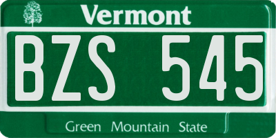 VT license plate BZS545