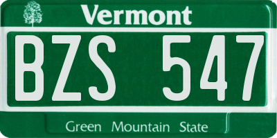 VT license plate BZS547