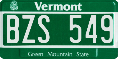 VT license plate BZS549