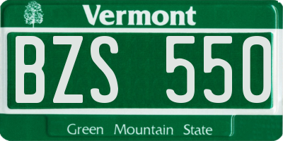 VT license plate BZS550
