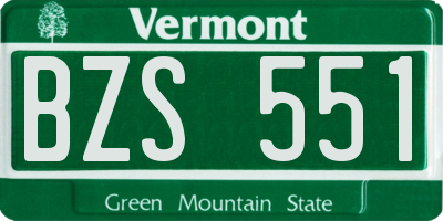 VT license plate BZS551