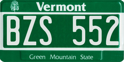 VT license plate BZS552