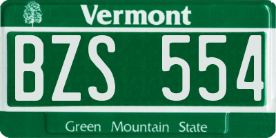 VT license plate BZS554
