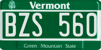 VT license plate BZS560
