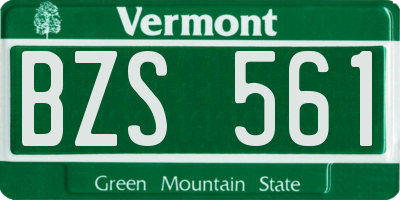 VT license plate BZS561