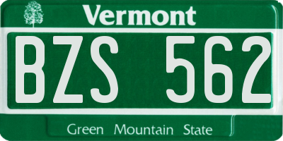 VT license plate BZS562