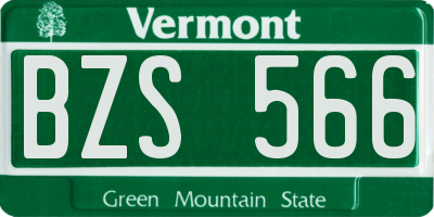VT license plate BZS566
