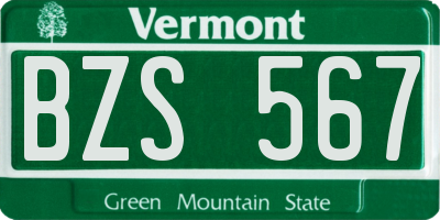 VT license plate BZS567