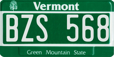 VT license plate BZS568