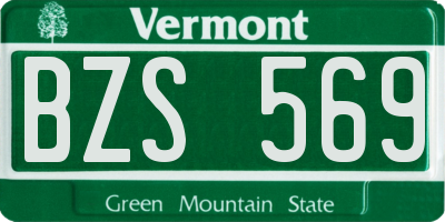 VT license plate BZS569