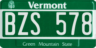 VT license plate BZS578