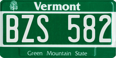 VT license plate BZS582