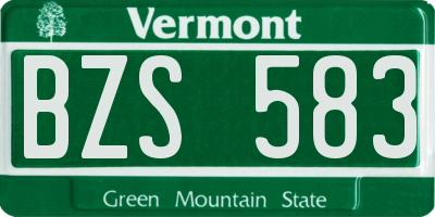 VT license plate BZS583