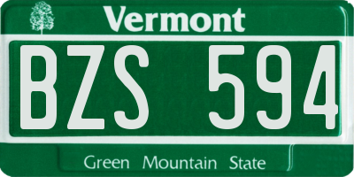 VT license plate BZS594