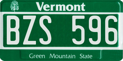 VT license plate BZS596