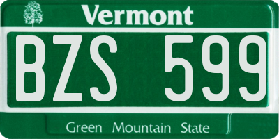 VT license plate BZS599