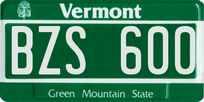 VT license plate BZS600