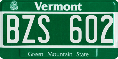 VT license plate BZS602