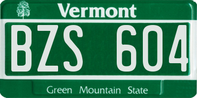 VT license plate BZS604
