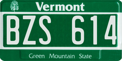 VT license plate BZS614