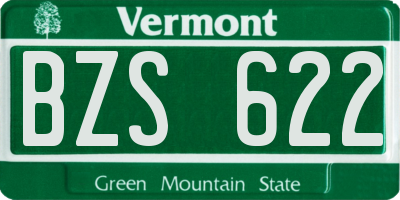 VT license plate BZS622