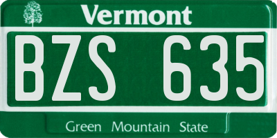 VT license plate BZS635