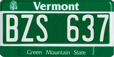 VT license plate BZS637
