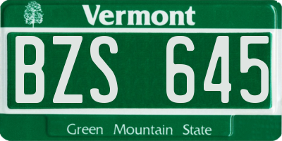 VT license plate BZS645