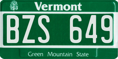 VT license plate BZS649