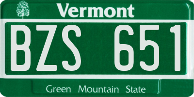 VT license plate BZS651