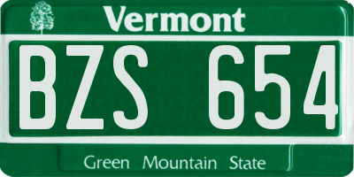 VT license plate BZS654