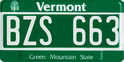 VT license plate BZS663