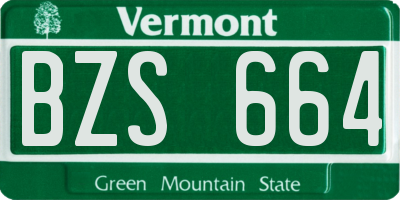 VT license plate BZS664