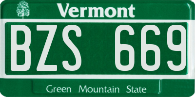 VT license plate BZS669