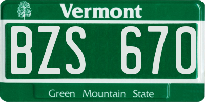 VT license plate BZS670
