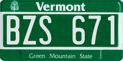 VT license plate BZS671