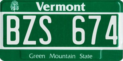 VT license plate BZS674