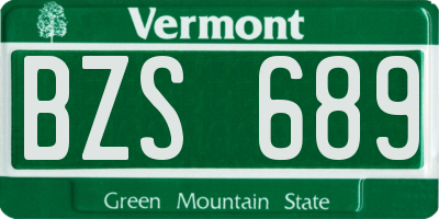 VT license plate BZS689