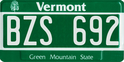 VT license plate BZS692